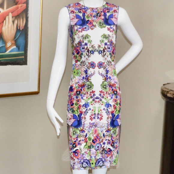 🆕🏷️ Roberto Cavalli Sleeveless Punto Stoffa Sheath Dress, White/Multi - Picture 10 of 16